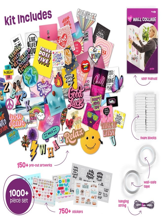 Pretty Me Wall Collage Kit for Teen & Tween Girls - Arts Craft Gift Ideas for Age 11, 12,13, 14, 15, 16 Year Old Girl - Birthday Gifts and Stuff for Teenage Bedroom Decor - Teens Creative Crafts Kits - Image 2